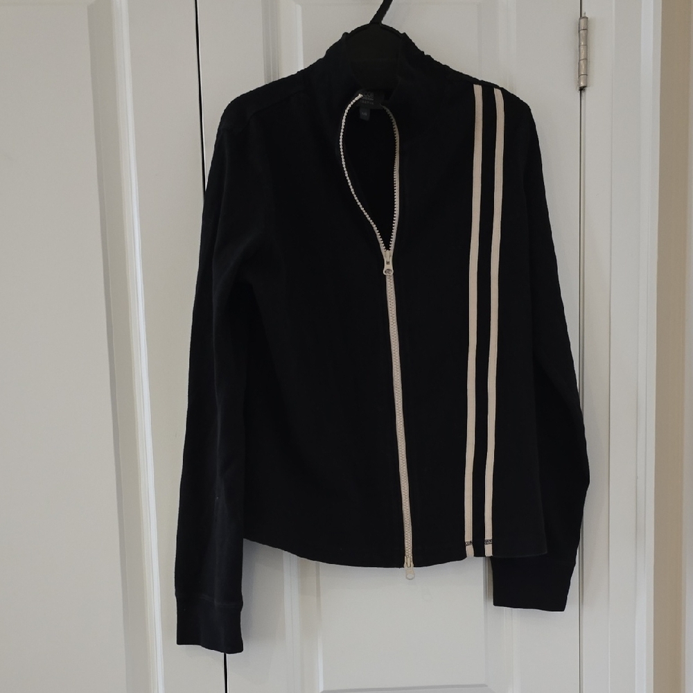 Jacob Black Bomber Jacket with White Stripes